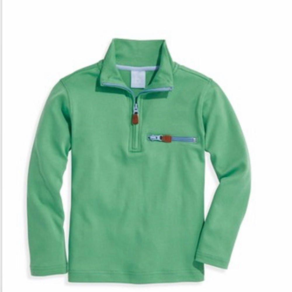 ❤️Bella Bliss Pima Half Zip with Pocket - Green w/ blue